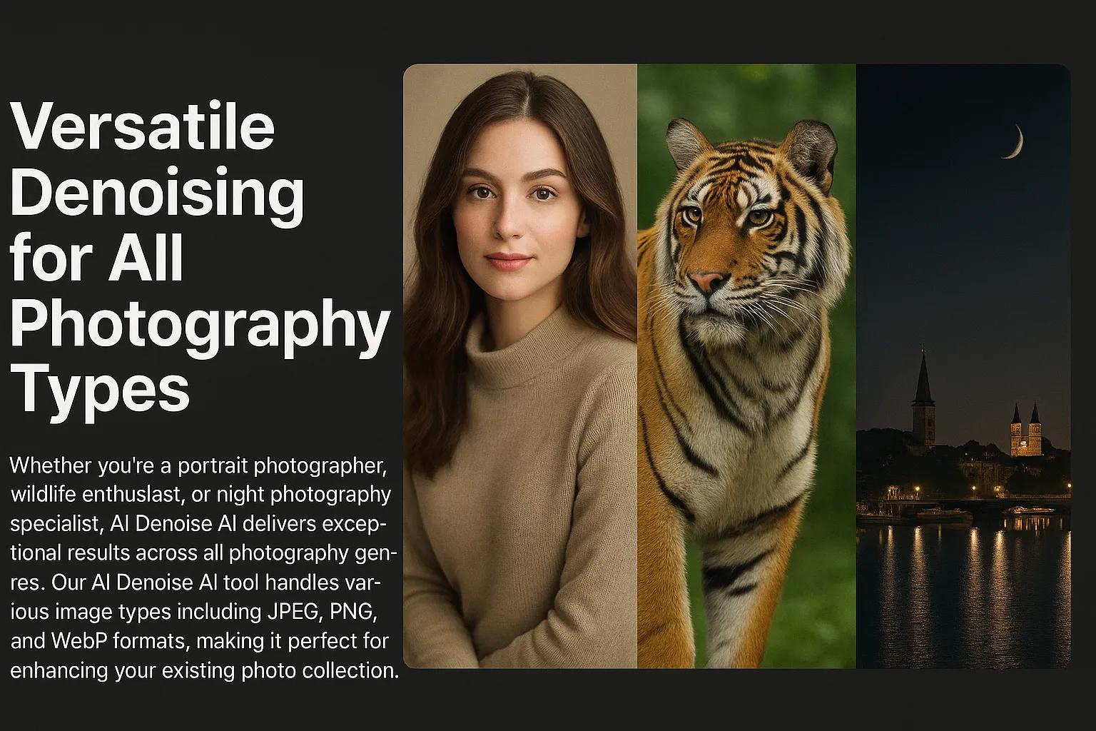 AI Denoise AI versatility across photography types
