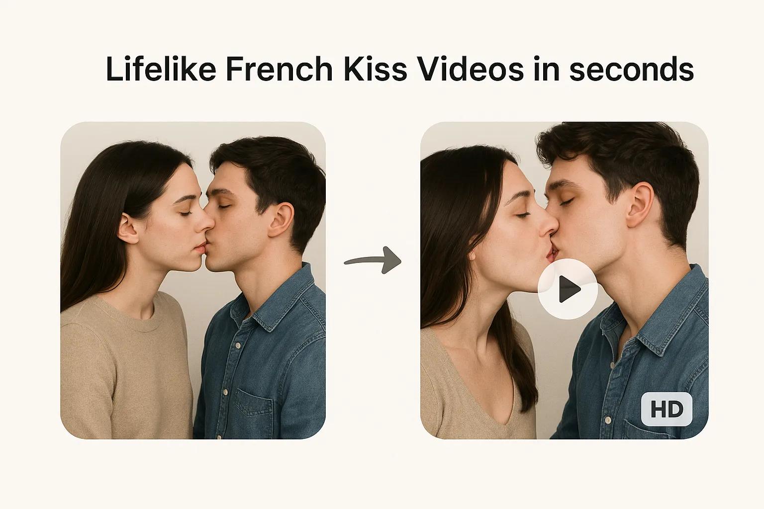 AI French Kiss Video Generator creating realistic kissing scenes