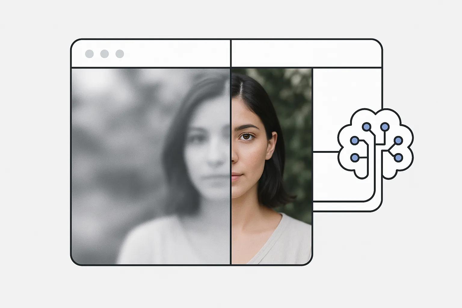 AI Image Sharpener correcting different types of blur