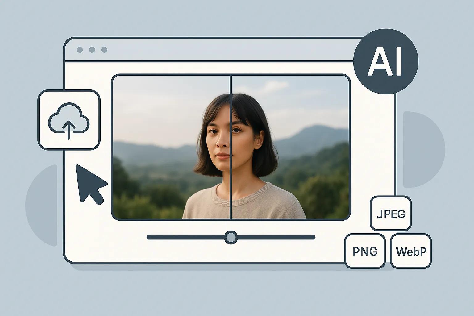 User interface of AI Image Sharpener showing easy controls
