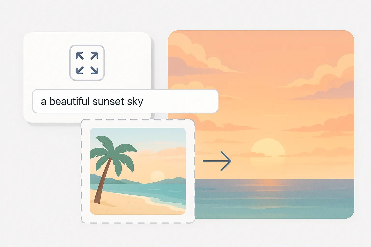 Text prompts guiding AI Outpainting results